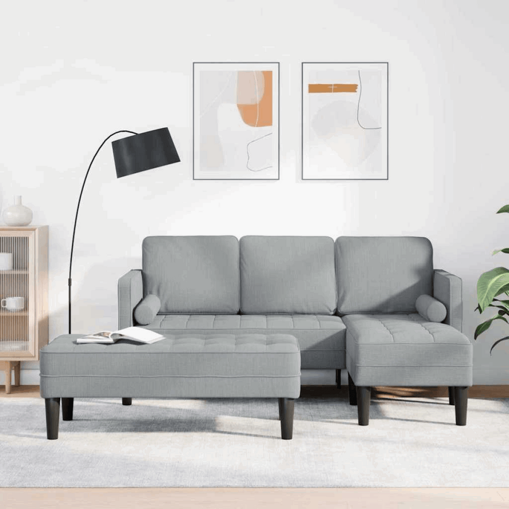 vidaXL Sofa Set 2 pcs Light Grey 173 x 131 x 67 cm Fabric vidaXL