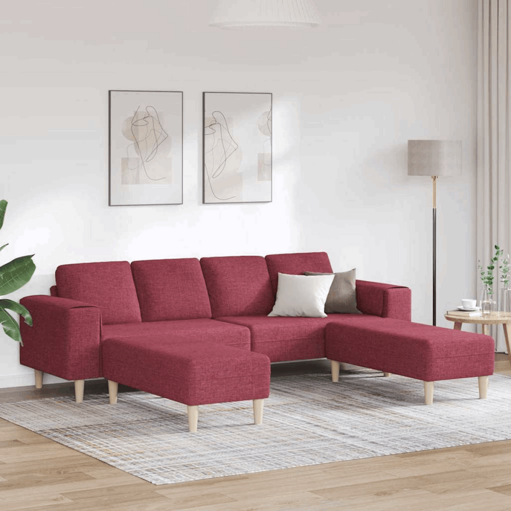 vidaXL Stylish Sofa Set for Modern Living Rooms Wine red with ottoman vidaXL