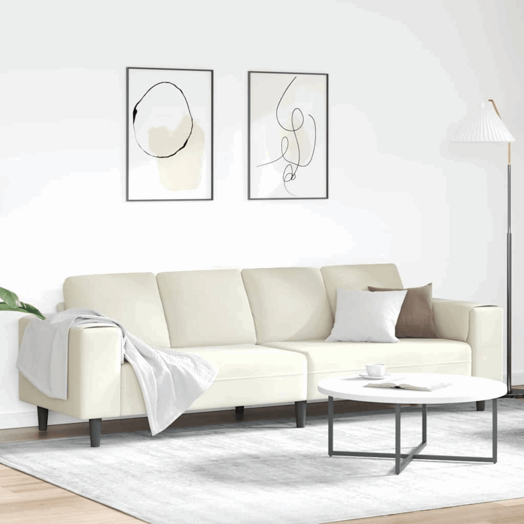 vidaXL Modern Sofa Set with Chaise Lounge Cream without ottoman vidaXL