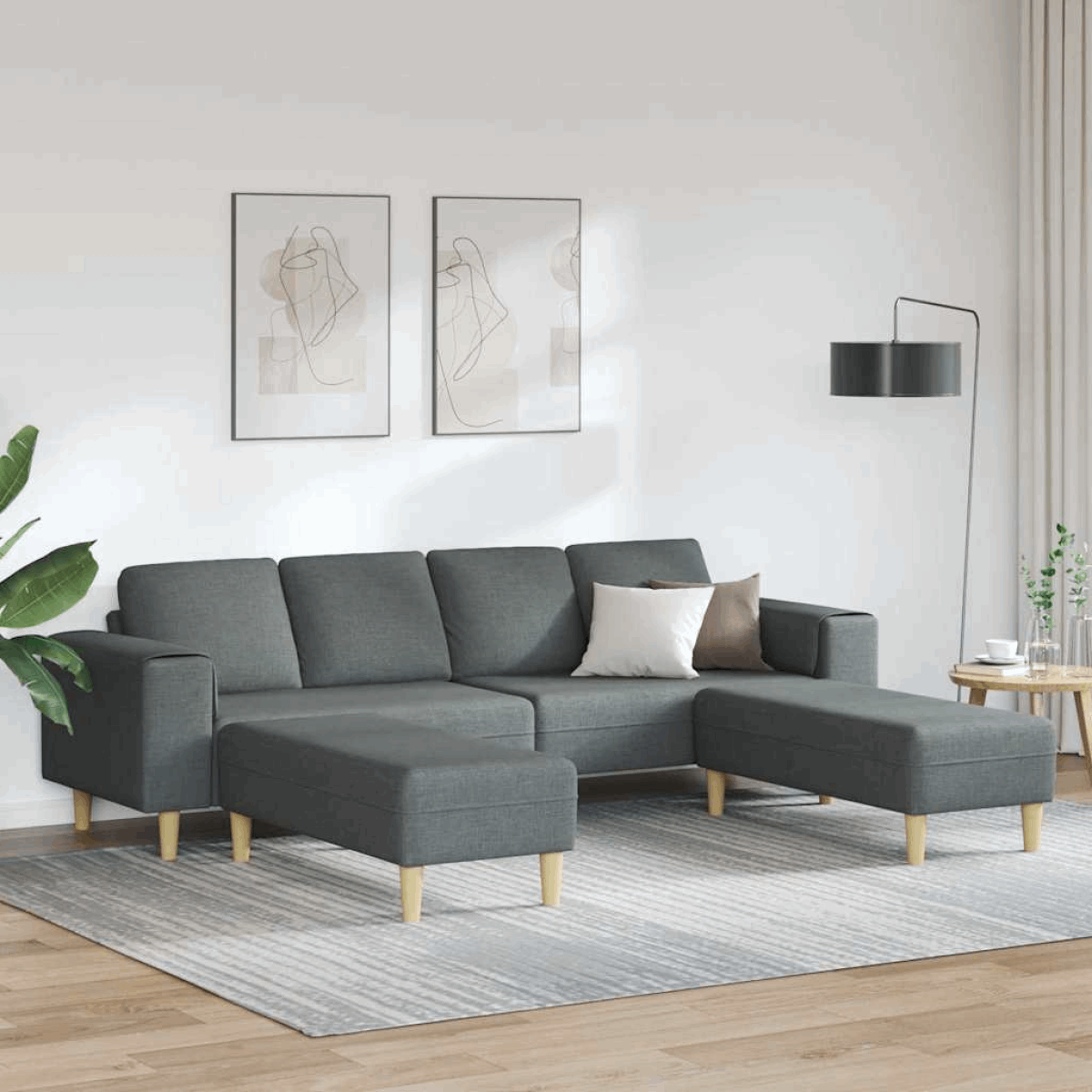 vidaXL Stylish Sofa Set for Modern Living Rooms Dark grey with ottoman vidaXL