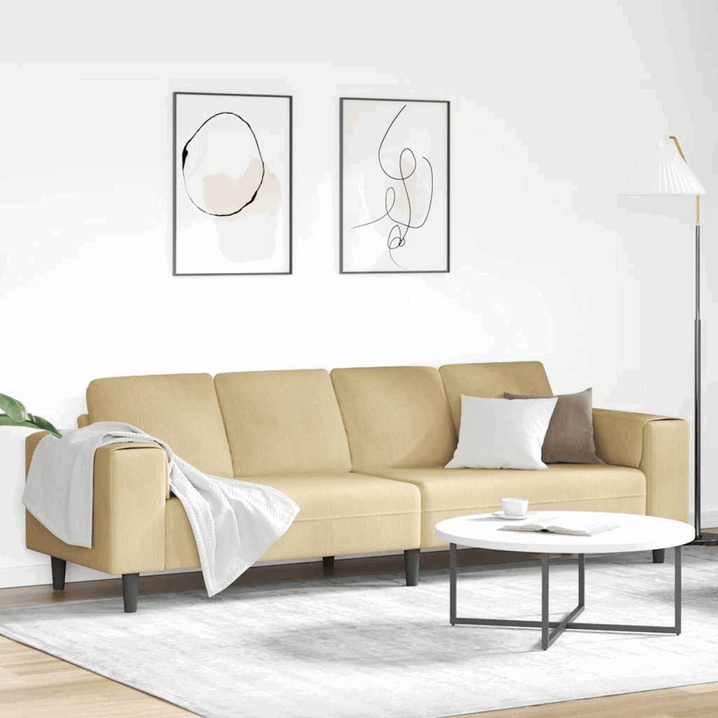 Fabric Sofa with Cushion Light Grey 208 cm Corduroy fabric Grey green without ottoman vidaXL