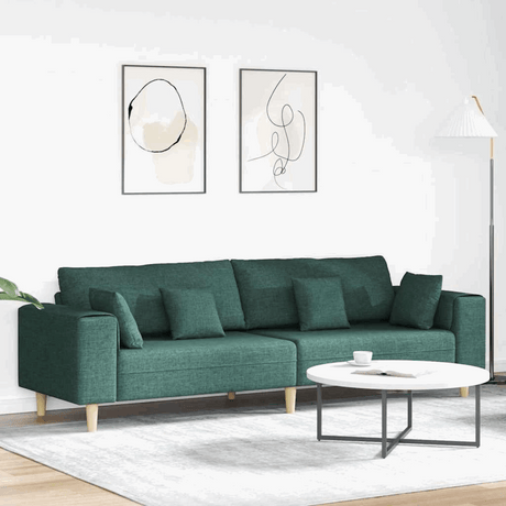 Fabric Sofa with Cushion Light Grey 208 cm Fabric Dark green without ottoman vidaXL