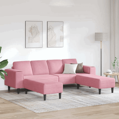 vidaXL Modern Sofa Set with Chaise Lounge Pink with ottoman vidaXL