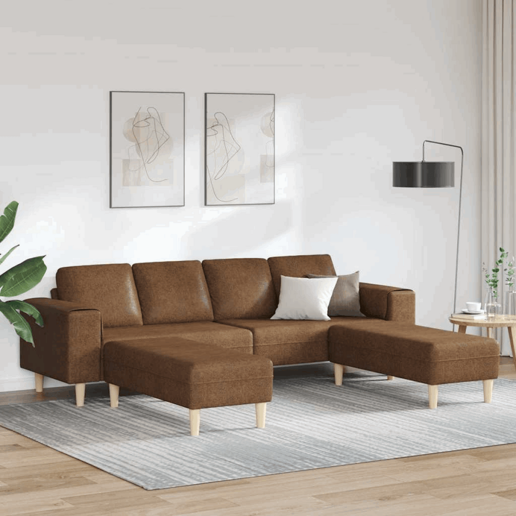 vidaXL Stylish Sofa Set for Modern Living Rooms Brown with ottoman vidaXL