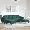vidaXL Modern Sofa Set with Chaise Lounge Dark green with ottoman vidaXL