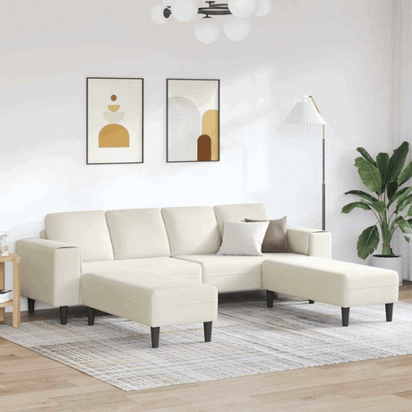 vidaXL Modern Sofa Set with Chaise Lounge Cream with ottoman vidaXL