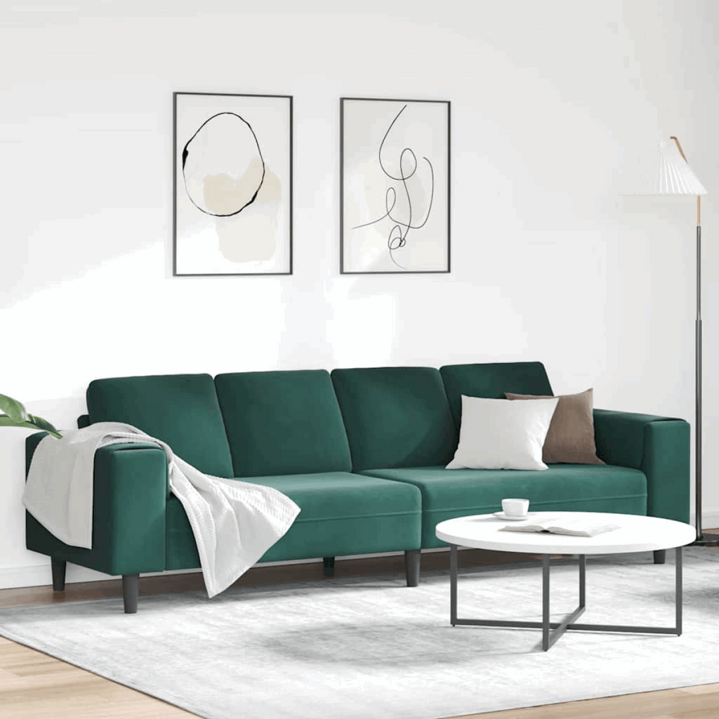 vidaXL Modern Sofa Set with Chaise Lounge Dark green without ottoman vidaXL