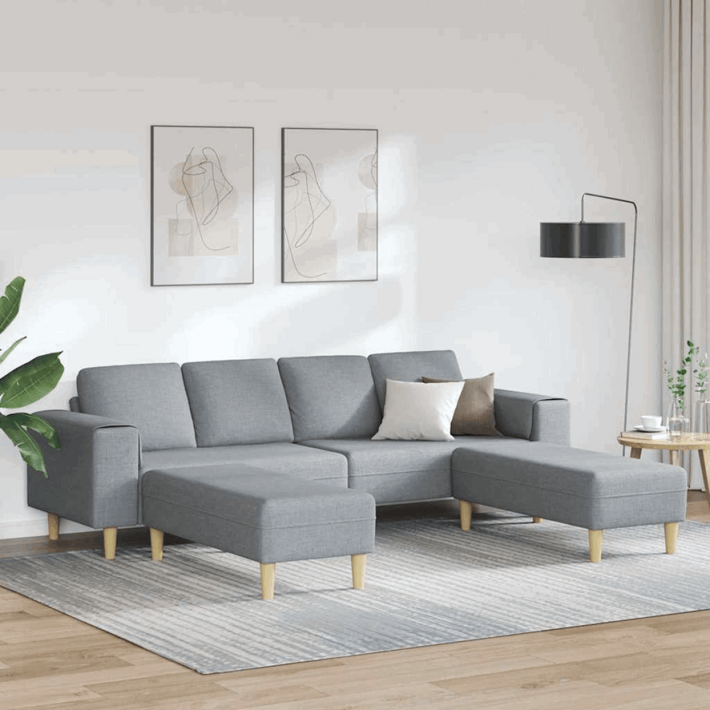 vidaXL Stylish Sofa Set for Modern Living Rooms Light grey with ottoman vidaXL