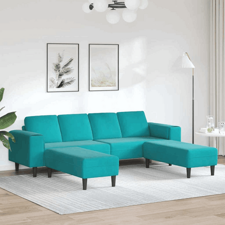 vidaXL Modern Sofa Set with Chaise Lounge Turquoise with ottoman vidaXL