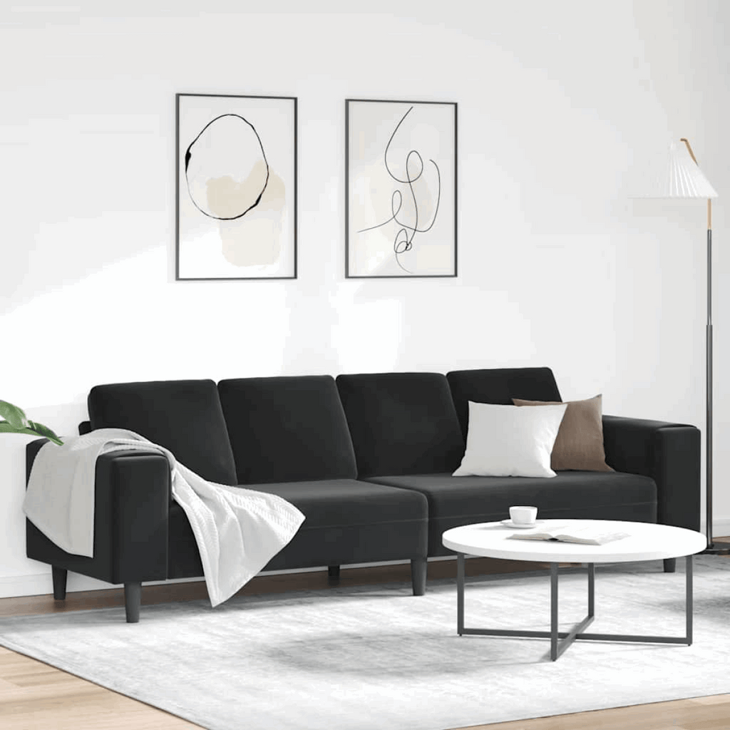 vidaXL Modern Sofa Set with Chaise Lounge Black without ottoman vidaXL
