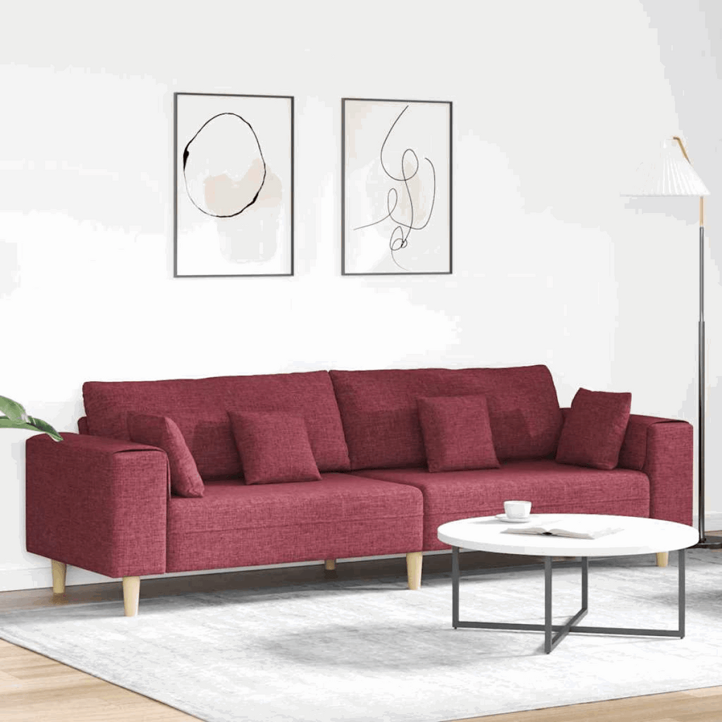 Fabric Sofa with Cushion Light Grey 208 cm Fabric Wine red without ottoman vidaXL