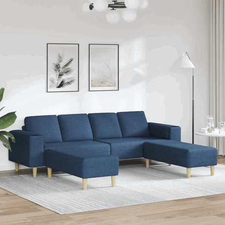 vidaXL Stylish Sofa Set for Modern Living Rooms Blue with ottoman vidaXL