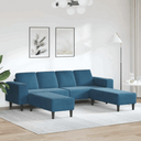 vidaXL Modern Sofa Set with Chaise Lounge Blue with ottoman vidaXL