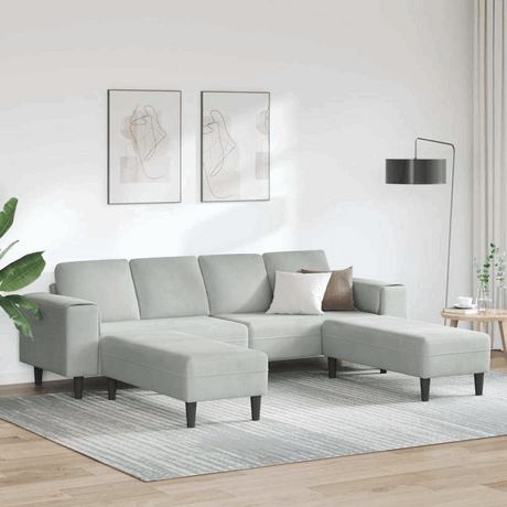 vidaXL Modern Sofa Set with Chaise Lounge Light grey with ottoman vidaXL