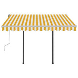 vidaXL Manual Retractable Awning with LED 3x2.5 m Blue and White vidaXL