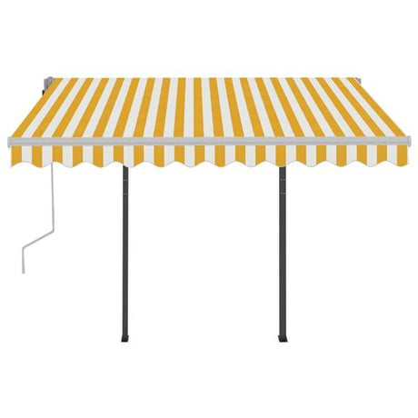 vidaXL Manual Retractable Awning with LED 3x2.5 m Blue and White vidaXL