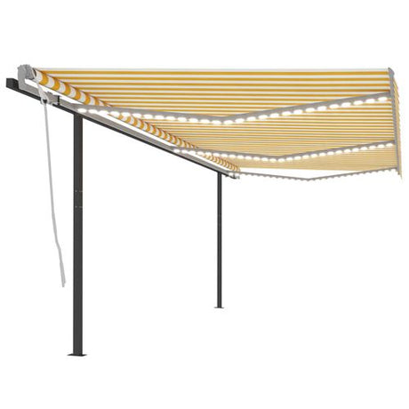 vidaXL Manual Retractable Awning with LED 3x2.5 m Blue and White yellow and white 6 x 3.5 m vidaXL