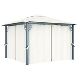 vidaXL Gazebo with Curtain & LED String Lights 3x3 m Cream Aluminium vidaXL