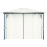 vidaXL Gazebo with Curtain & LED String Lights 3x3 m Cream Aluminium vidaXL
