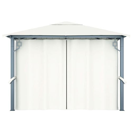 vidaXL Gazebo with Curtain & LED String Lights 3x3 m Cream Aluminium vidaXL