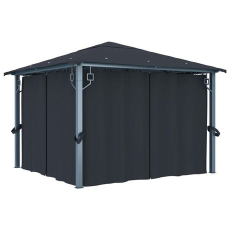 vidaXL Gazebo with Curtain & LED String Lights 3x3 m Cream Aluminium vidaXL