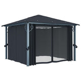 vidaXL Gazebo with Curtain & LED String Lights 3x3 m Cream Aluminium vidaXL