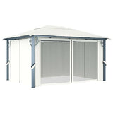 vidaXL Gazebo with Curtain & LED String Lights 3x3 m Cream Aluminium vidaXL
