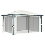 vidaXL Gazebo with Curtain & LED String Lights 3x3 m Cream Aluminium vidaXL