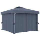 vidaXL Gazebo with Curtain & LED String Lights 3x3 m Cream White vidaXL