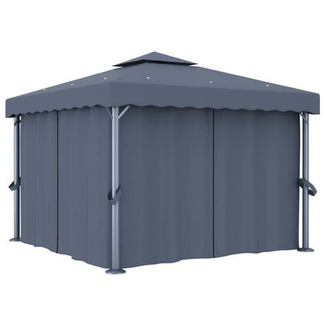 vidaXL Gazebo with Curtain & LED String Lights 3x3 m Cream White vidaXL