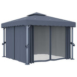 vidaXL Gazebo with Curtain & LED String Lights 3x3 m Cream White vidaXL