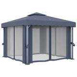 vidaXL Gazebo with Curtain & LED String Lights 3x3 m Cream White vidaXL