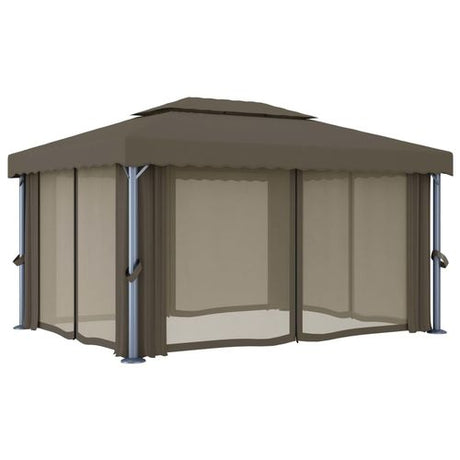 vidaXL Gazebo with Curtain & LED String Lights 3x3 m Cream White vidaXL