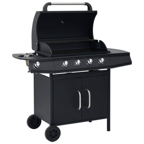 vidaXL Gas Barbecue Grill 4+1 Cooking Zone Black Steel vidaXL