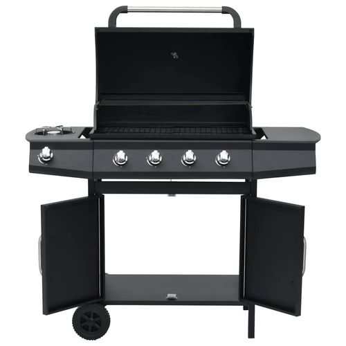 vidaXL Gas Barbecue Grill 4+1 Cooking Zone Black Steel vidaXL