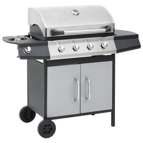 vidaXL Gas Barbecue Grill 4+1 Cooking Zone Black Steel vidaXL
