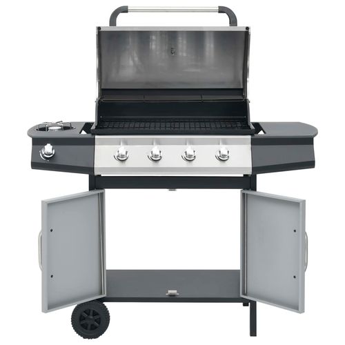 vidaXL Gas Barbecue Grill 4+1 Cooking Zone Black Steel vidaXL