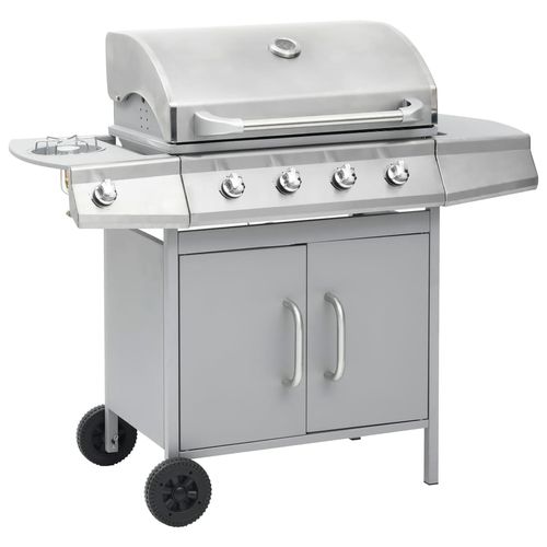 vidaXL Gas Barbecue Grill 4+1 Cooking Zone Black Steel vidaXL