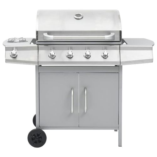 vidaXL Gas Barbecue Grill 4+1 Cooking Zone Black Steel vidaXL