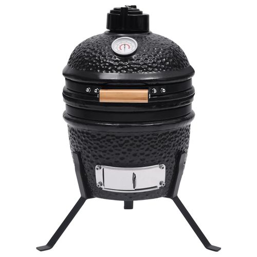 vidaXL 2-in-1 Kamado Barbecue Grill Smoker Ceramic 56 cm Black vidaXL
