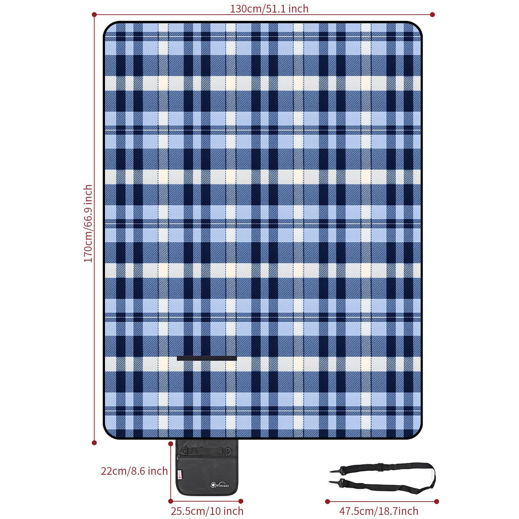 Vinsani Folding Picnic Blanket - Extra Large Waterproof Vinsani
