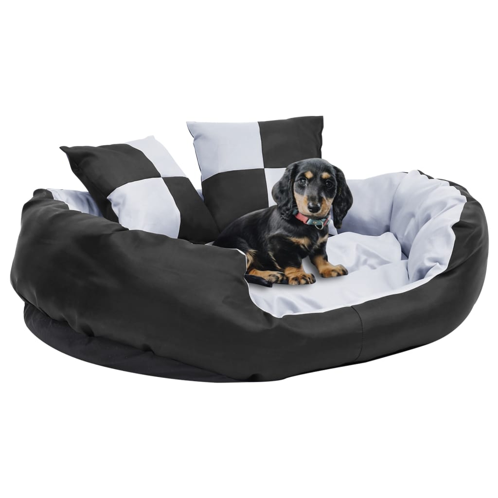 vidaXL Reversible & Washable Dog Cushion Grey and Black 65x50x20 cm grey and black 85 x 70 x 20 cm vidaXL