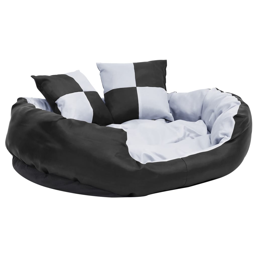 vidaXL Reversible & Washable Dog Cushion Grey and Black 65x50x20 cm vidaXL
