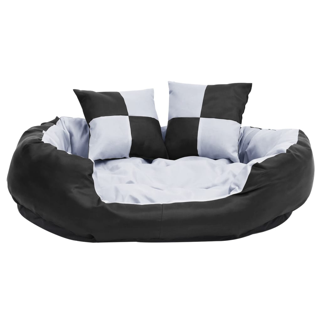 vidaXL Reversible & Washable Dog Cushion Grey and Black 65x50x20 cm vidaXL
