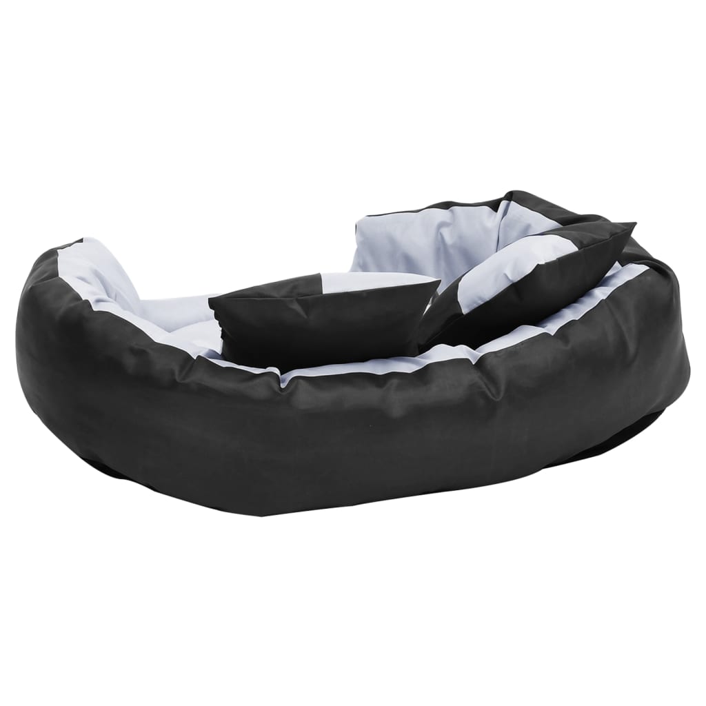 vidaXL Reversible & Washable Dog Cushion Grey and Black 65x50x20 cm vidaXL