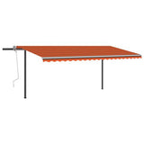 vidaXL Manual Retractable Awning with LED 3x2.5 m Blue and White vidaXL