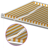 vidaXL Manual Retractable Awning with LED 3x2.5 m Blue and White vidaXL