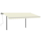 vidaXL Manual Retractable Awning with LED 3x2.5 m Blue and White vidaXL