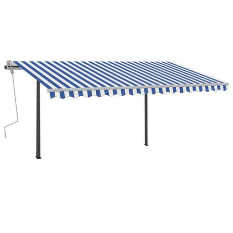vidaXL Manual Retractable Awning with LED 3x2.5 m Blue and White vidaXL
