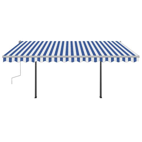 vidaXL Manual Retractable Awning with LED 3x2.5 m Blue and White vidaXL